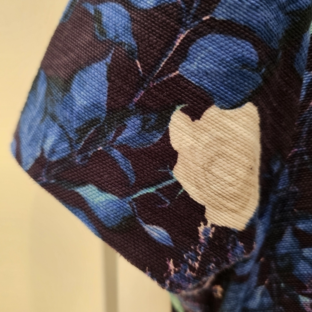 Talbots Floral Sheath Dress Size 12 Cotton Blend Purple Blue Short Sleeve Lined - Picture 3 of 12